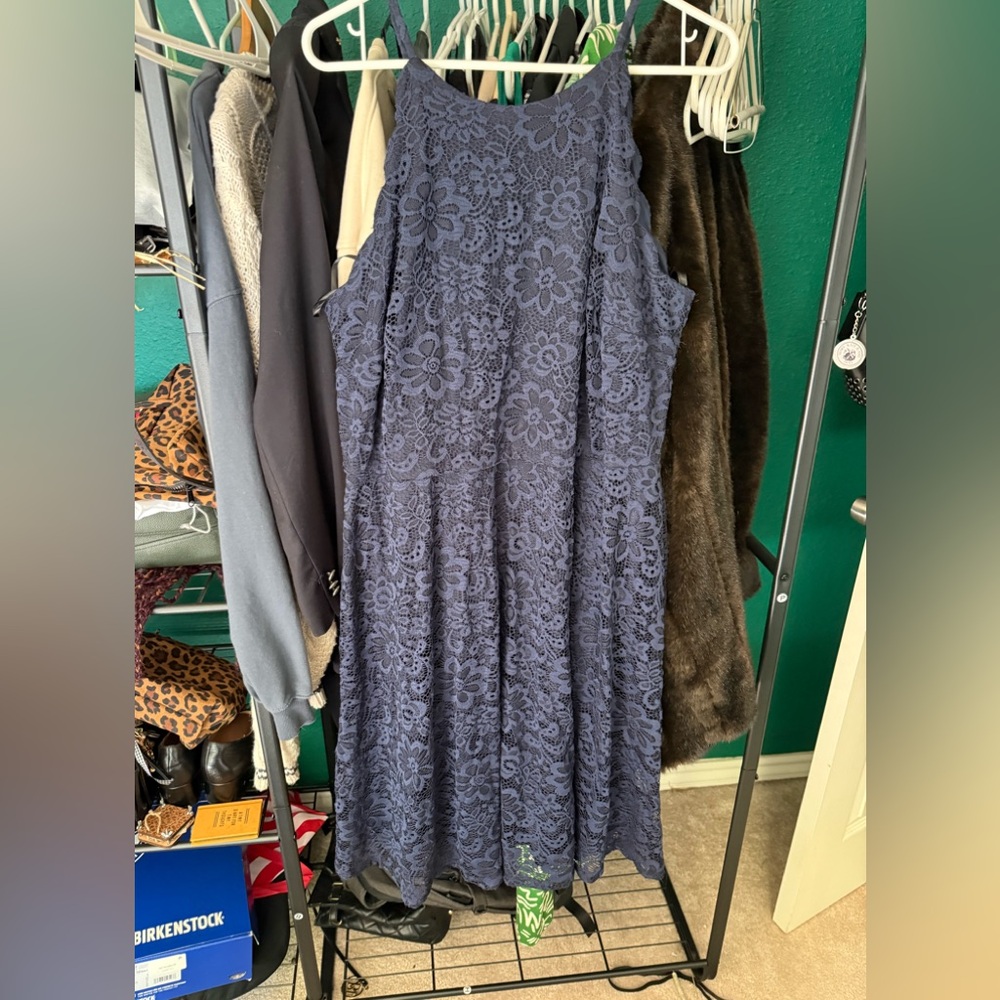Fortune & Ivy Lace Sleeveless Dress - Navy
